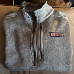 Vineyard Vines Men's Zip-Up Sweater in Heather Gray